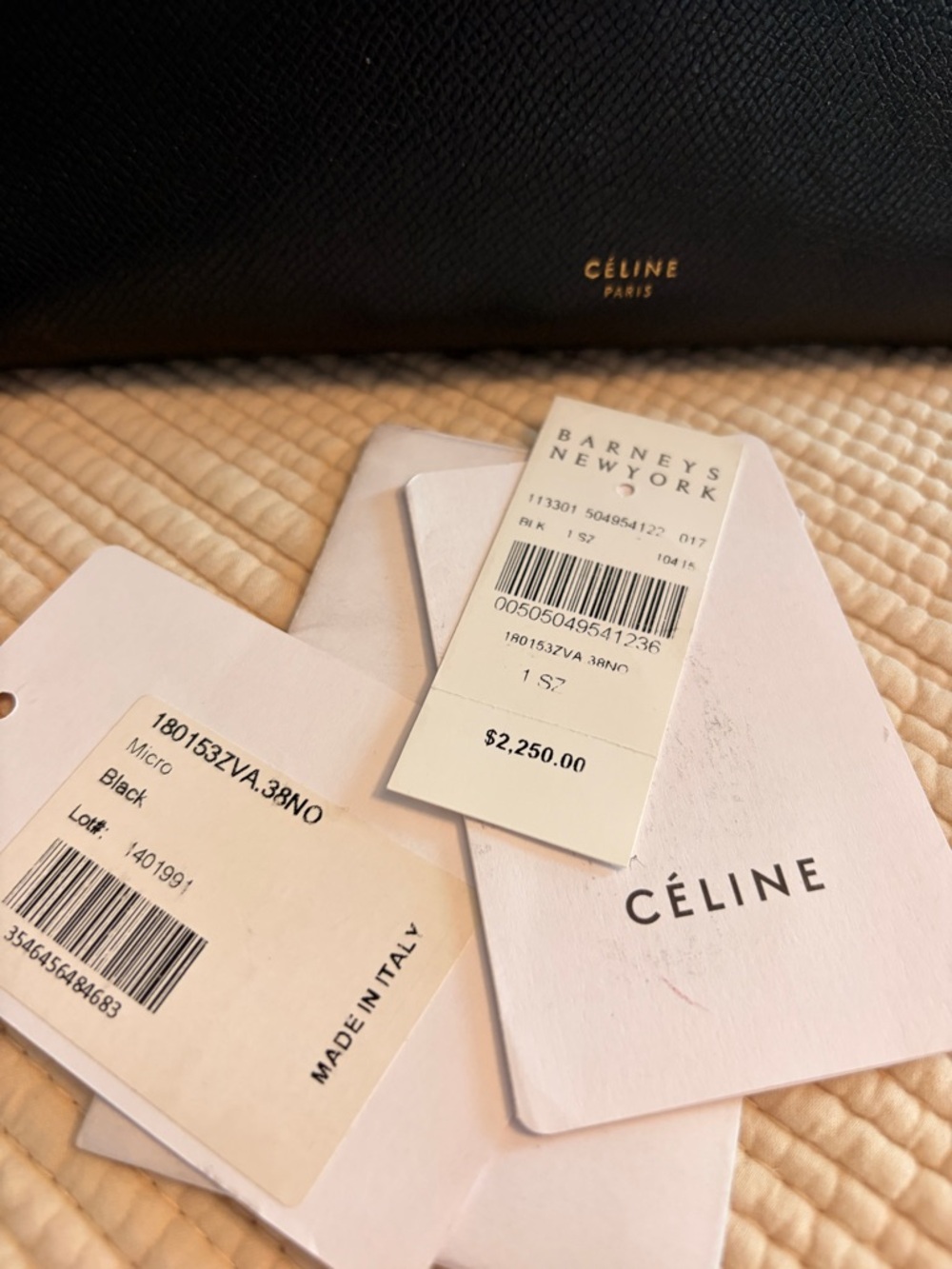 Celine Micro Belt Bag Blk Leather Satchel with Top Handle - Picture 6 of 11
